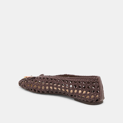 CASON BALLET FLATS DK BROWN WOVEN LEATHER