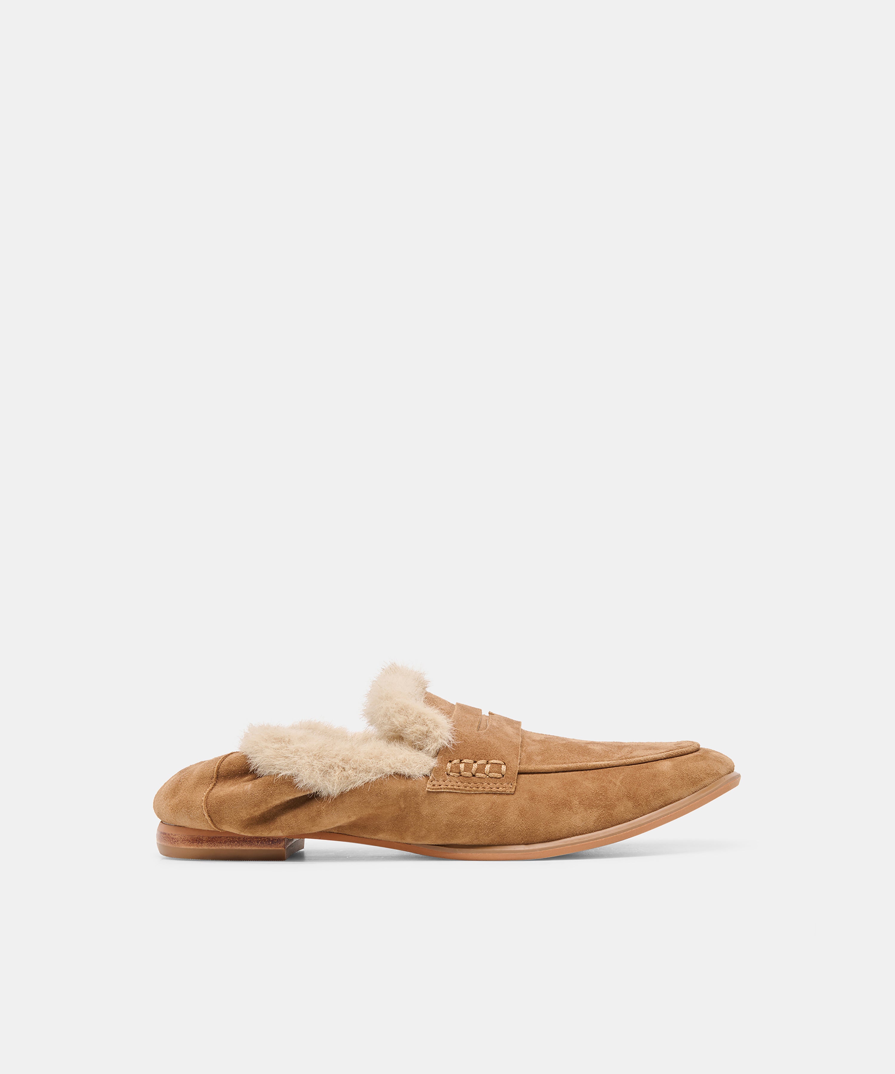 CLOEY PLUSH LOAFERS LT BROWN SUEDE