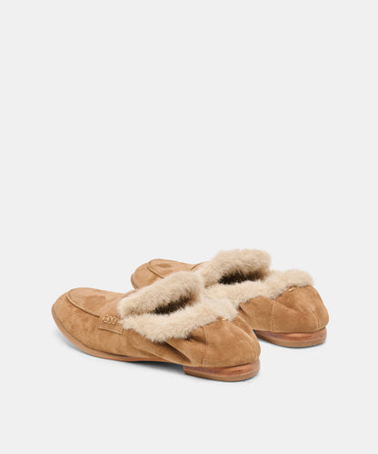 CLOEY PLUSH LOAFERS LT BROWN SUEDE