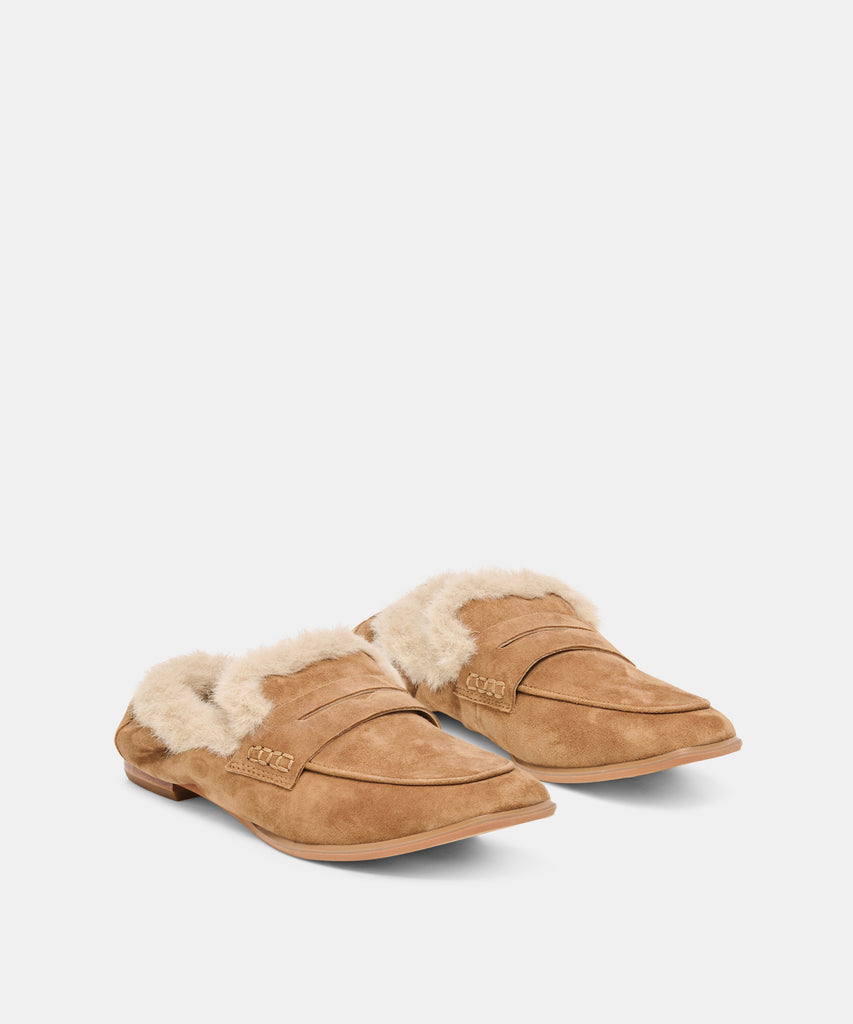 CLOEY PLUSH LOAFERS LT BROWN SUEDE