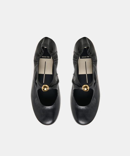 CORNEL FLATS BLACK LEATHER