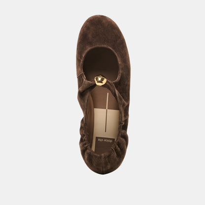 CORNEL FLATS DK BROWN SUEDE