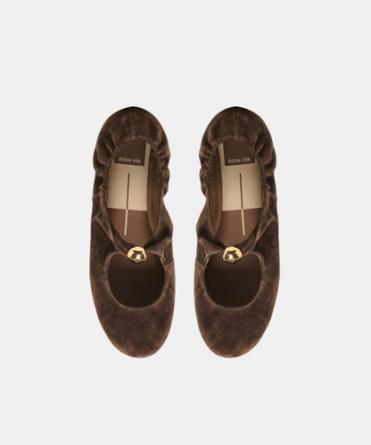 CORNEL FLATS DK BROWN SUEDE