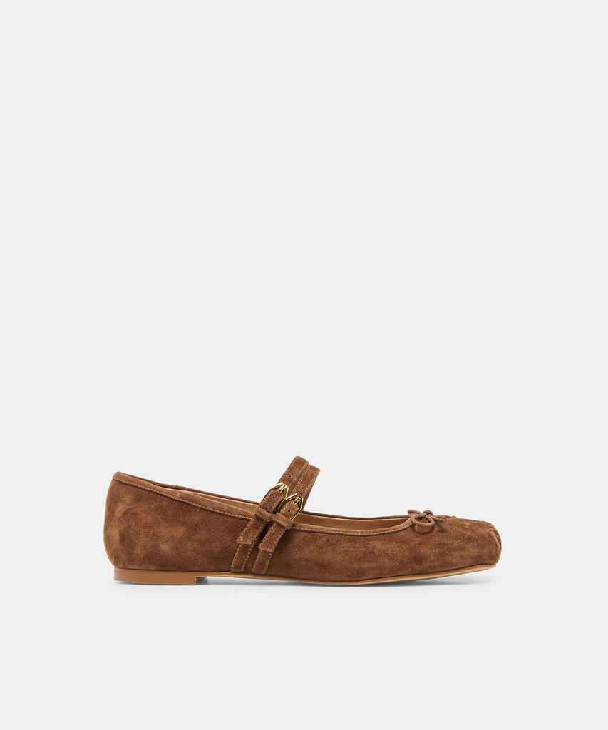 GIBSEN Cocoa Suede Mary-Jane Ballet Flats | Dolce Vita