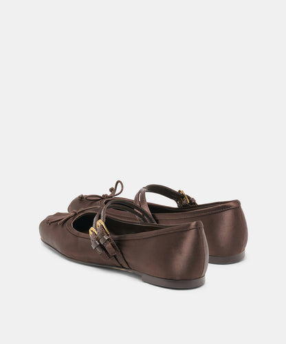 GIBSEN BALLET FLATS DK CHOCOLATE SATIN