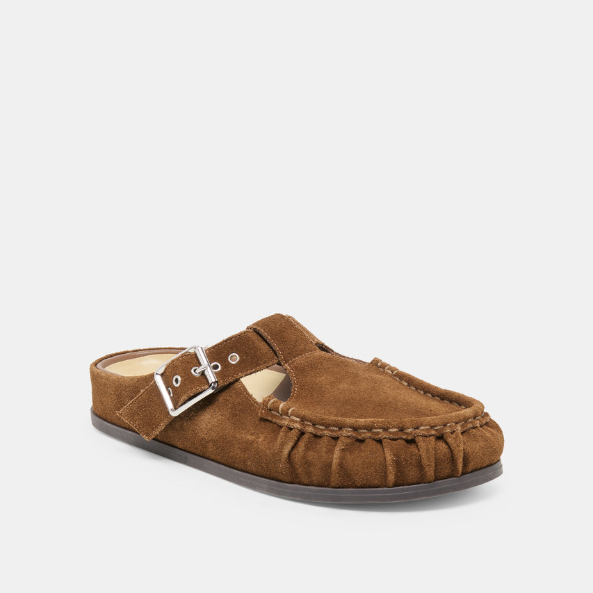 JEANNE FLATS CHESTNUT SUEDE