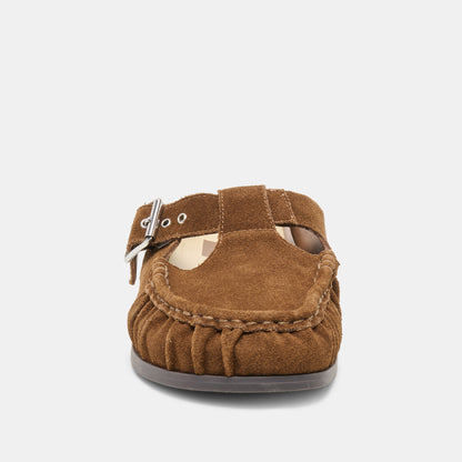 JEANNE FLATS CHESTNUT SUEDE