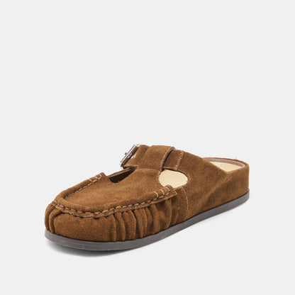 JEANNE FLATS CHESTNUT SUEDE