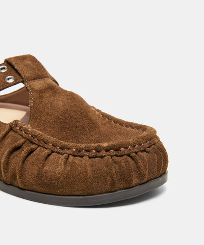 JEANNE FLATS CHESTNUT SUEDE