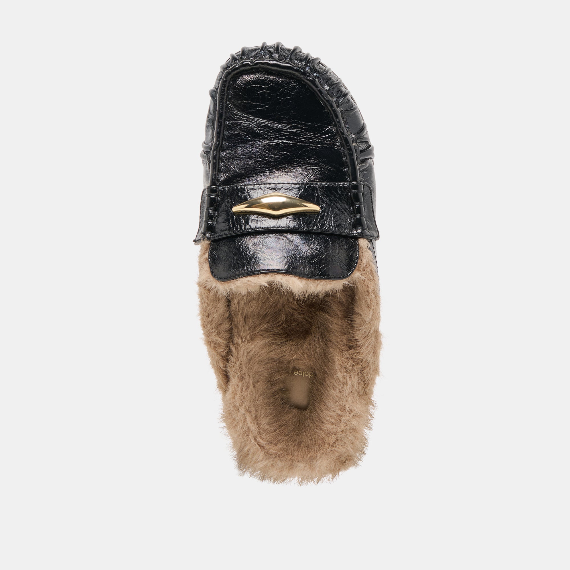 JODERO PLUSH FLATS BLACK LEATHER
