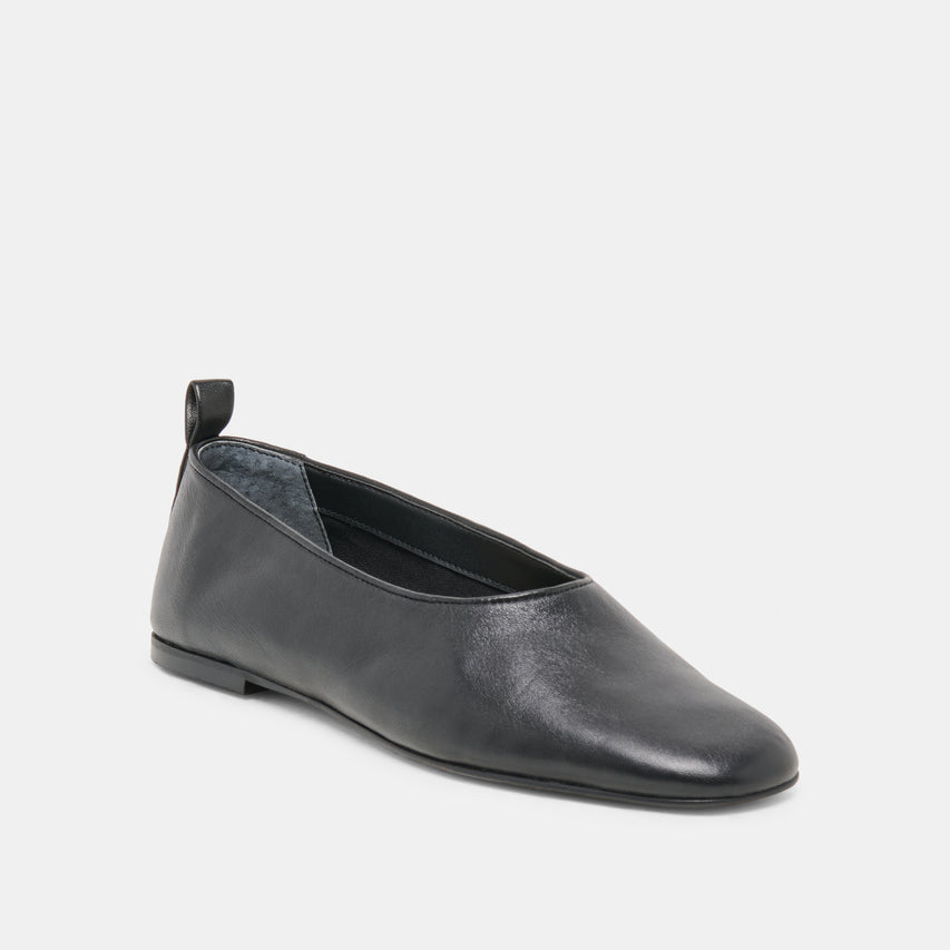KORY BALLET FLATS BLACK LEATHER
