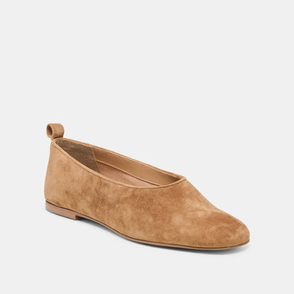 KORY BALLET FLATS LT BROWN SUEDE