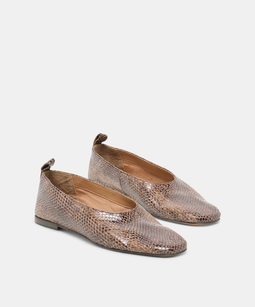 KORY BALLET FLATS SNAKE TAN EMBOSSED LEATHER