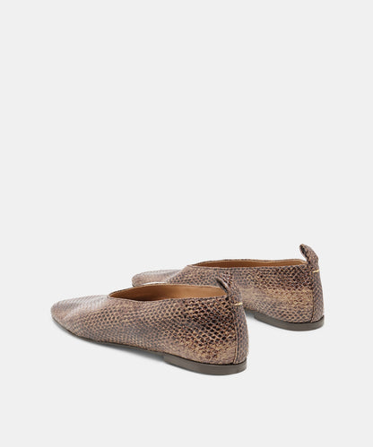 KORY BALLET FLATS SNAKE TAN EMBOSSED LEATHER