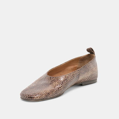 KORY BALLET FLATS SNAKE TAN EMBOSSED LEATHER