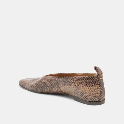 KORY BALLET FLATS SNAKE TAN EMBOSSED LEATHER