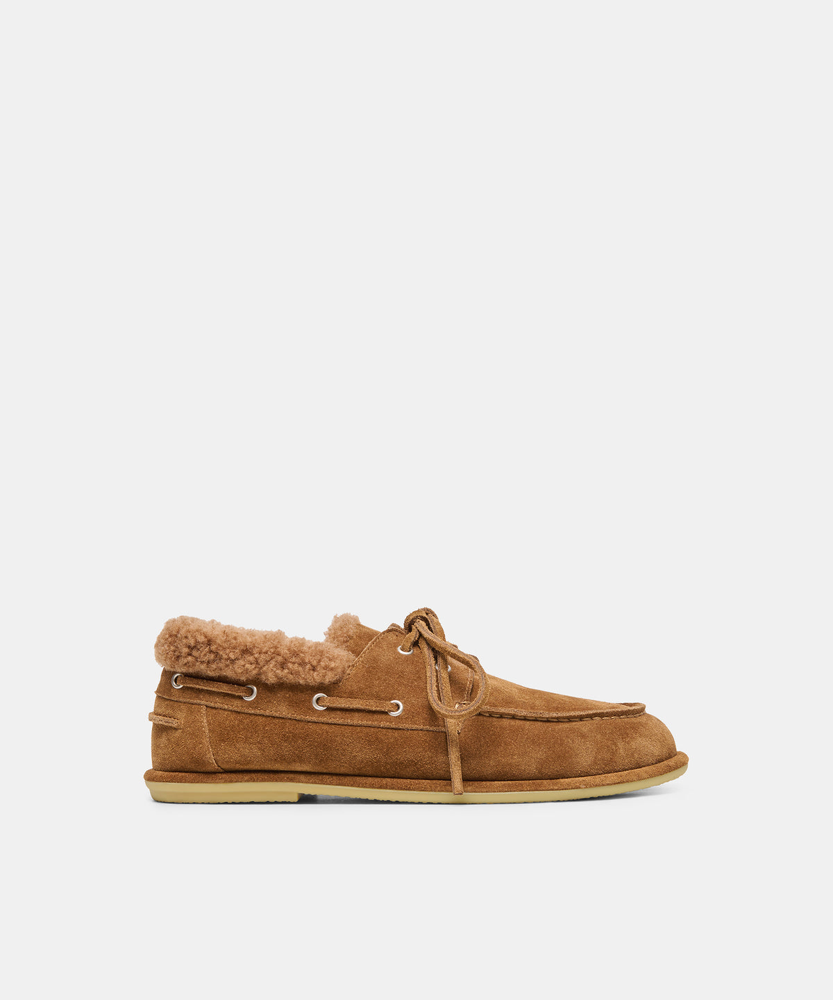 LAUNA Brown Suede Plush Moccasin Flats | Dolce Vita