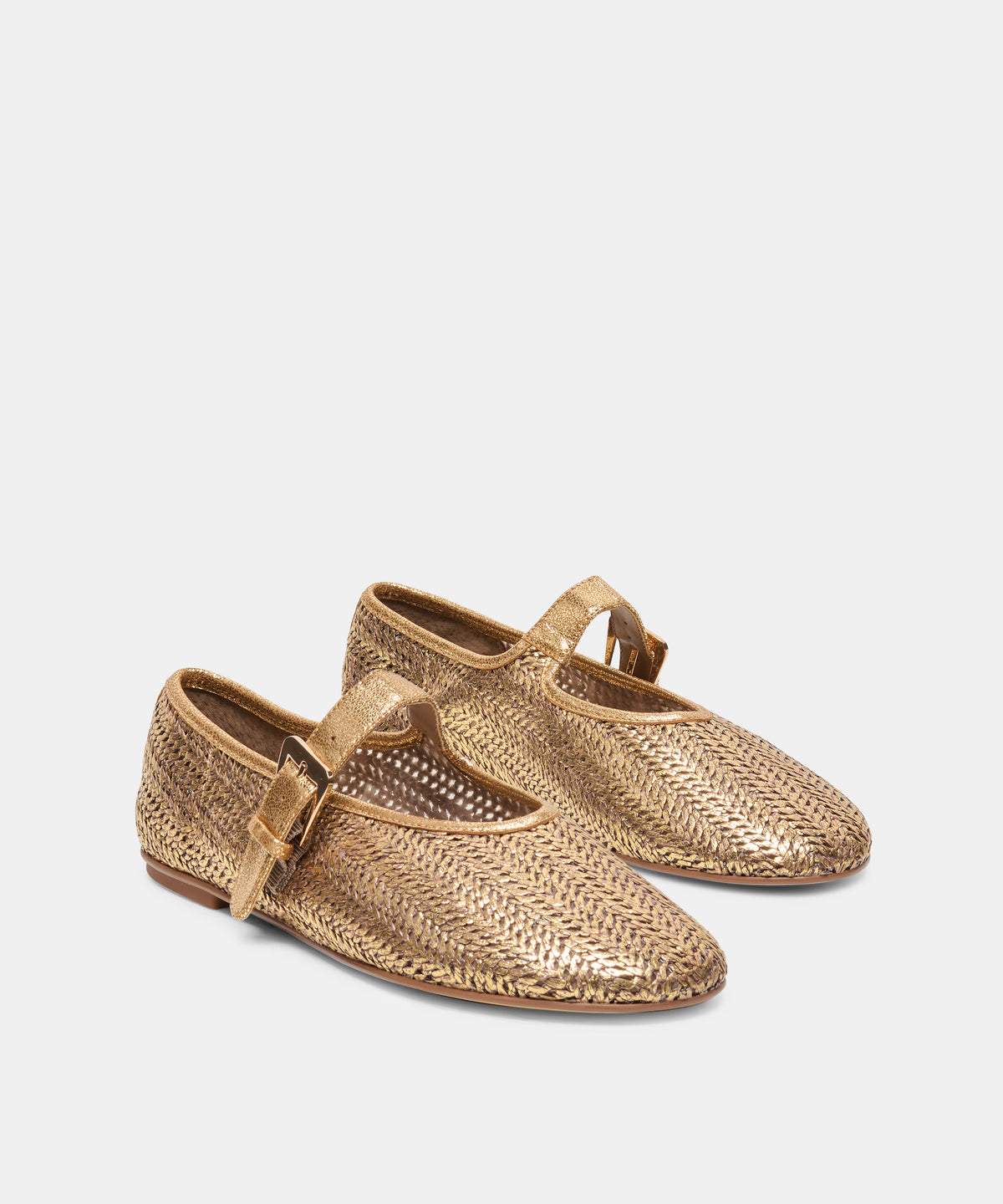 LONNIE BALLET FLATS DK GOLD WOVEN RAFFIA - view 2