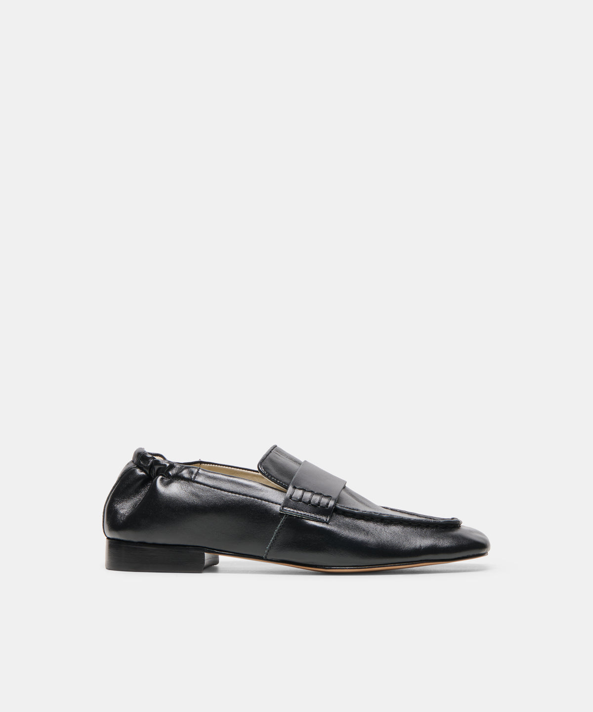 LYNEE Black Leather Square Toe Penny Loafers | Dolce Vita