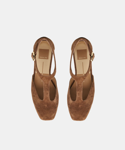 MARCY FLATS COCOA SUEDE