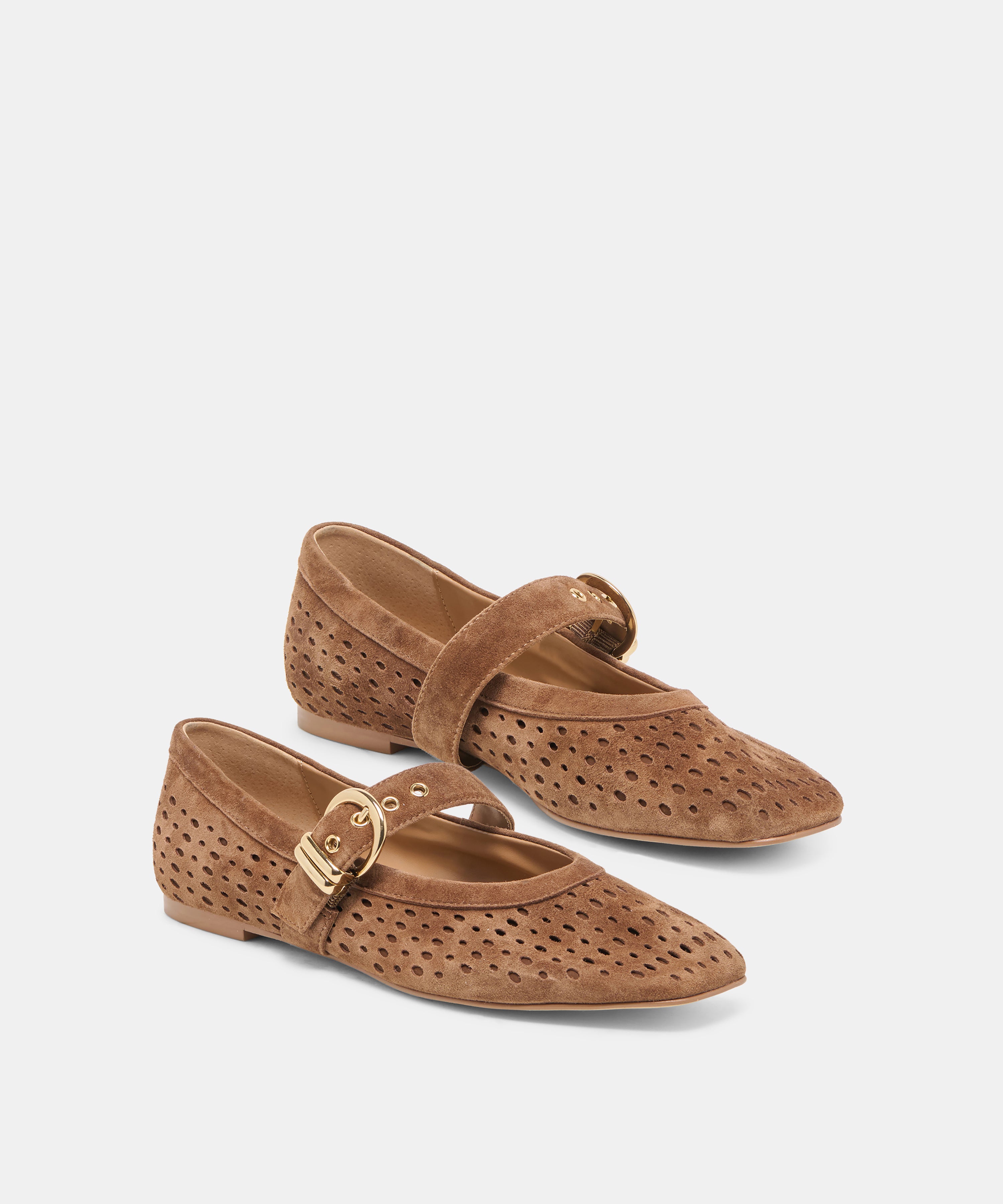 MIKELA BALLET FLATS COCOA PERFORATED SUEDE - view 2