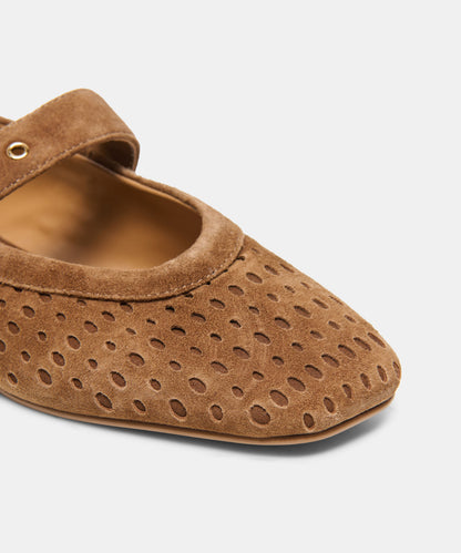 MIKELA BALLET FLATS COCOA PERFORATED SUEDE