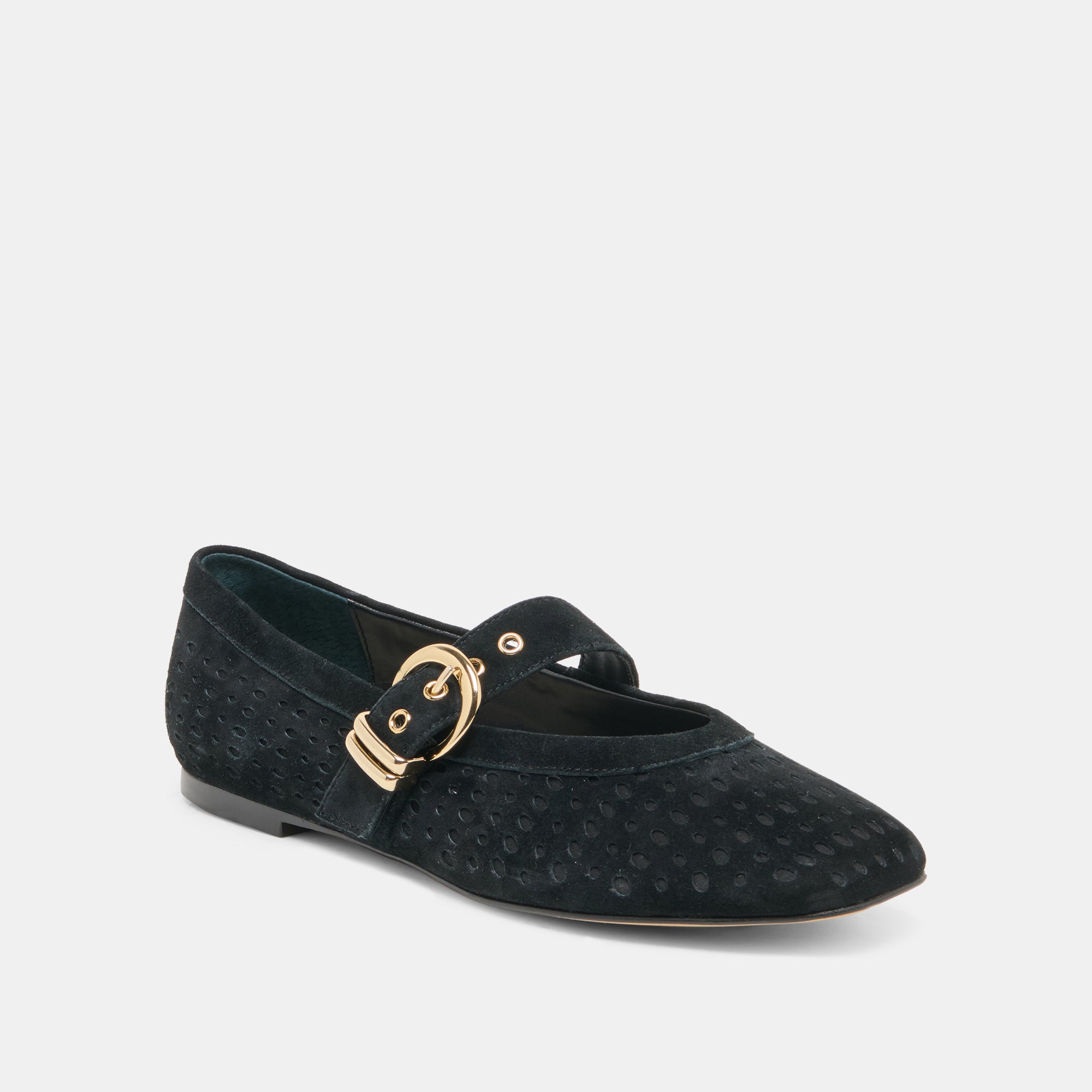 MIKELA BALLET FLATS ONYX PERFORATED SUEDE - view 2