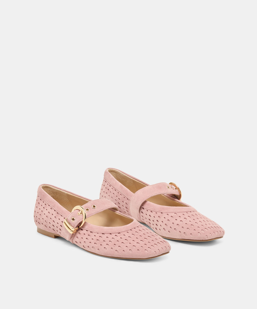MIKELA BALLET FLATS PINK PERFORATED SUEDE