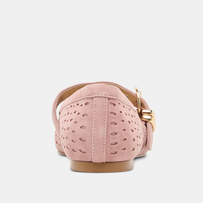 MIKELA BALLET FLATS PINK PERFORATED SUEDE