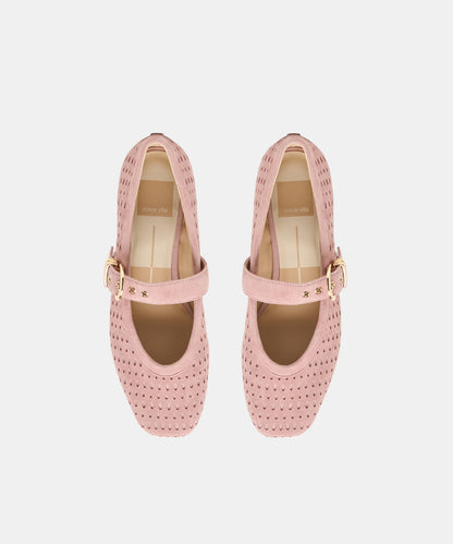 MIKELA BALLET FLATS PINK PERFORATED SUEDE