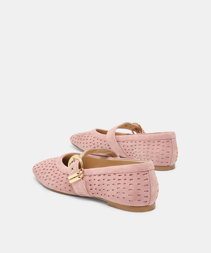 MIKELA BALLET FLATS PINK PERFORATED SUEDE