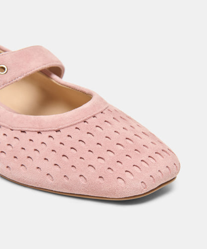 MIKELA BALLET FLATS PINK PERFORATED SUEDE