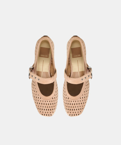 MIKEL MID HEELS TOFFEE PERFORATED SUEDE