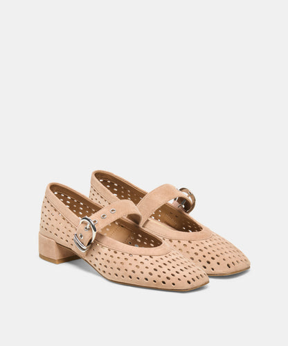 MIKEL MID HEELS TOFFEE PERFORATED SUEDE