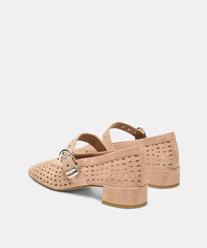 MIKEL MID HEELS TOFFEE PERFORATED SUEDE