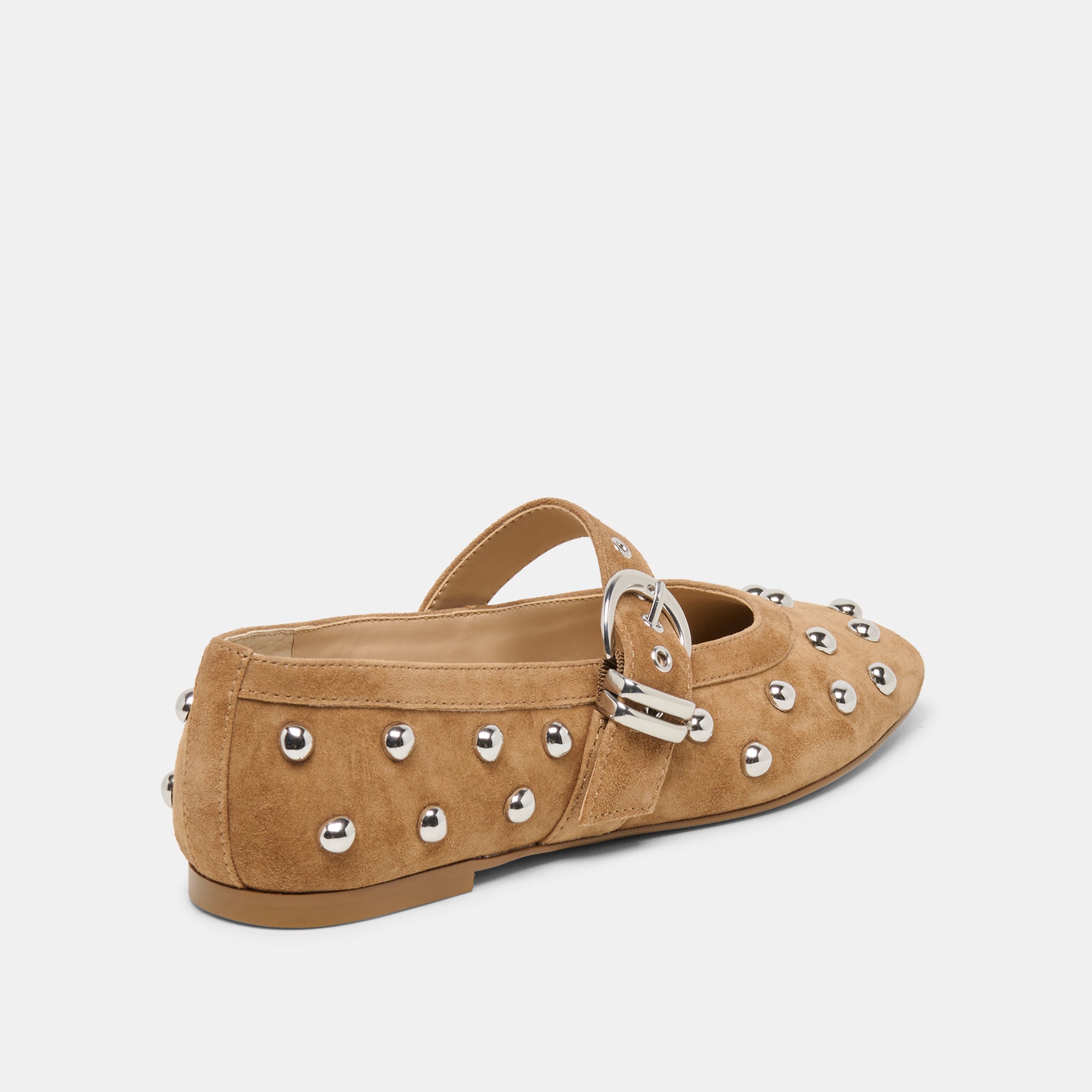 MIKEL STUD BALLET FLATS LT BROWN SUEDE - view 5