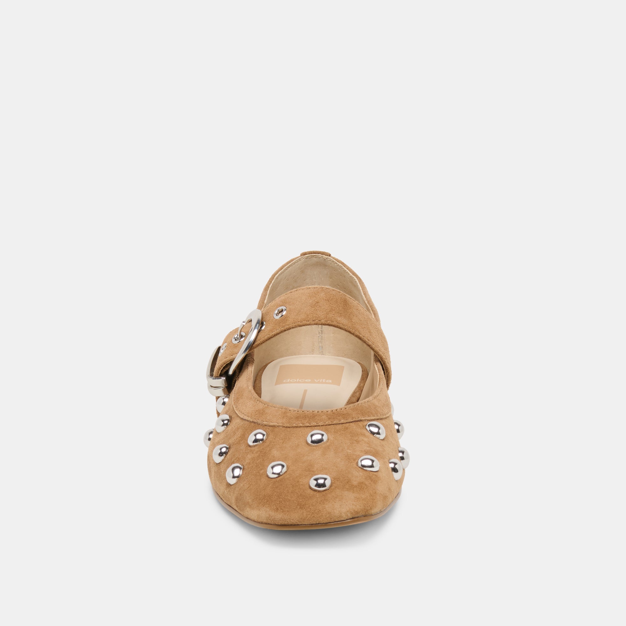 MIKEL STUD BALLET FLATS LT BROWN SUEDE - view 8
