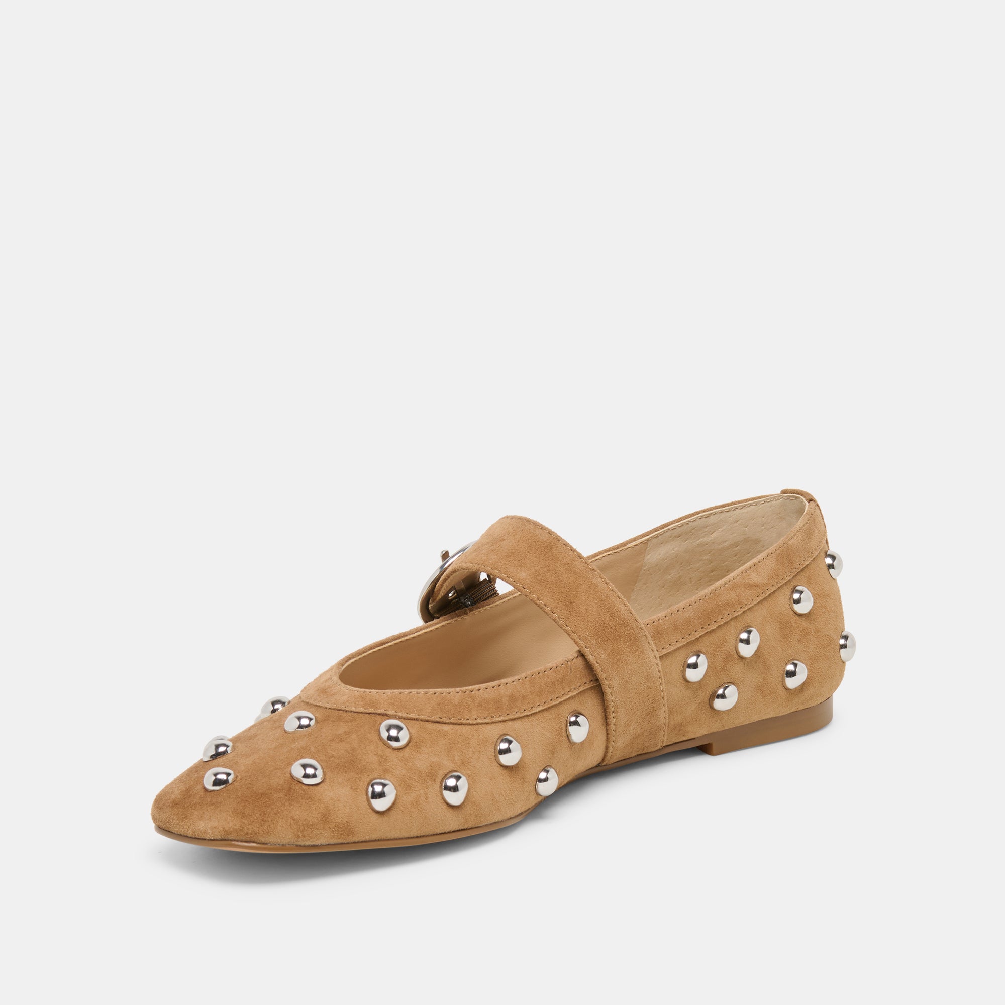 MIKEL STUD BALLET FLATS LT BROWN SUEDE - view 6