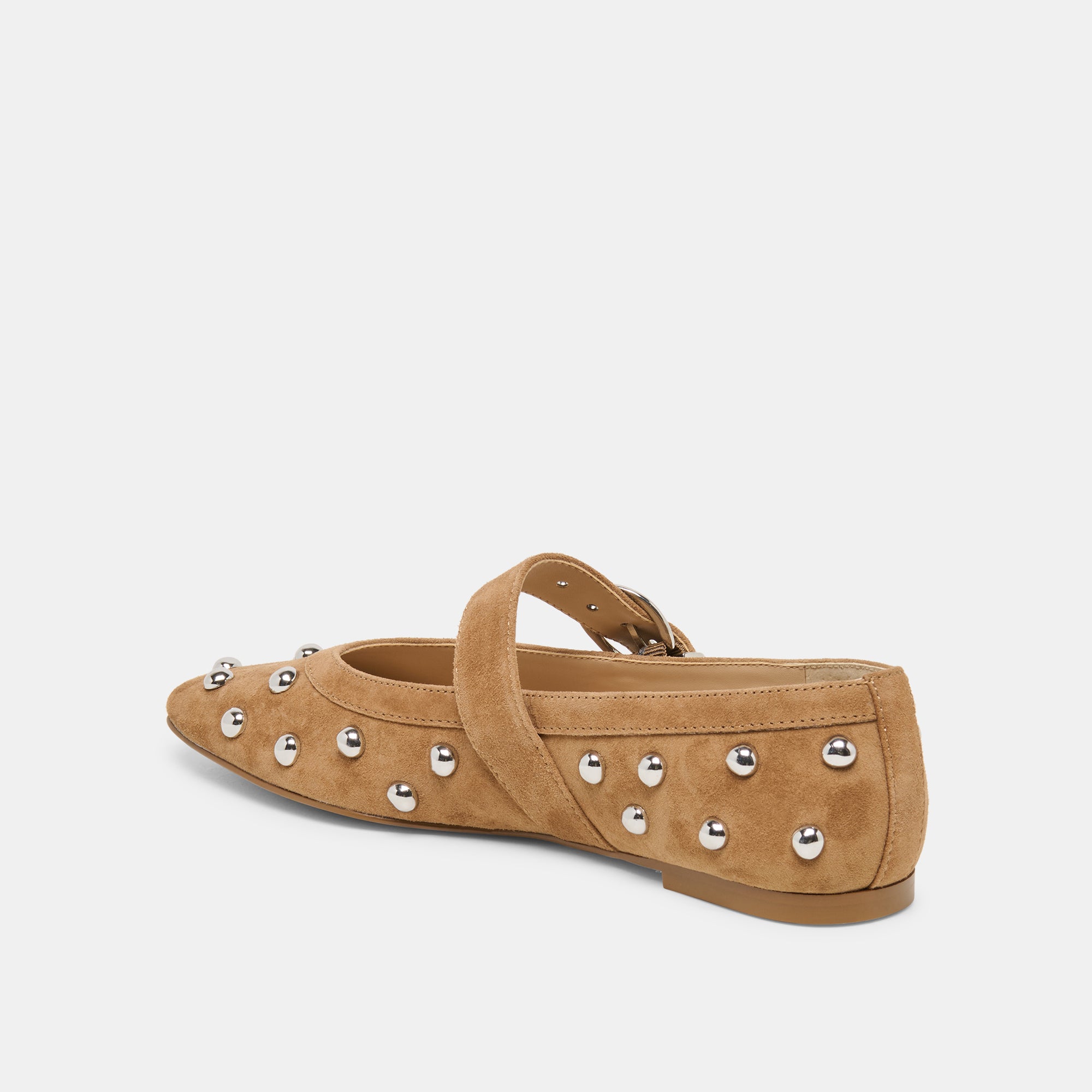 MIKEL STUD BALLET FLATS LT BROWN SUEDE - view 7