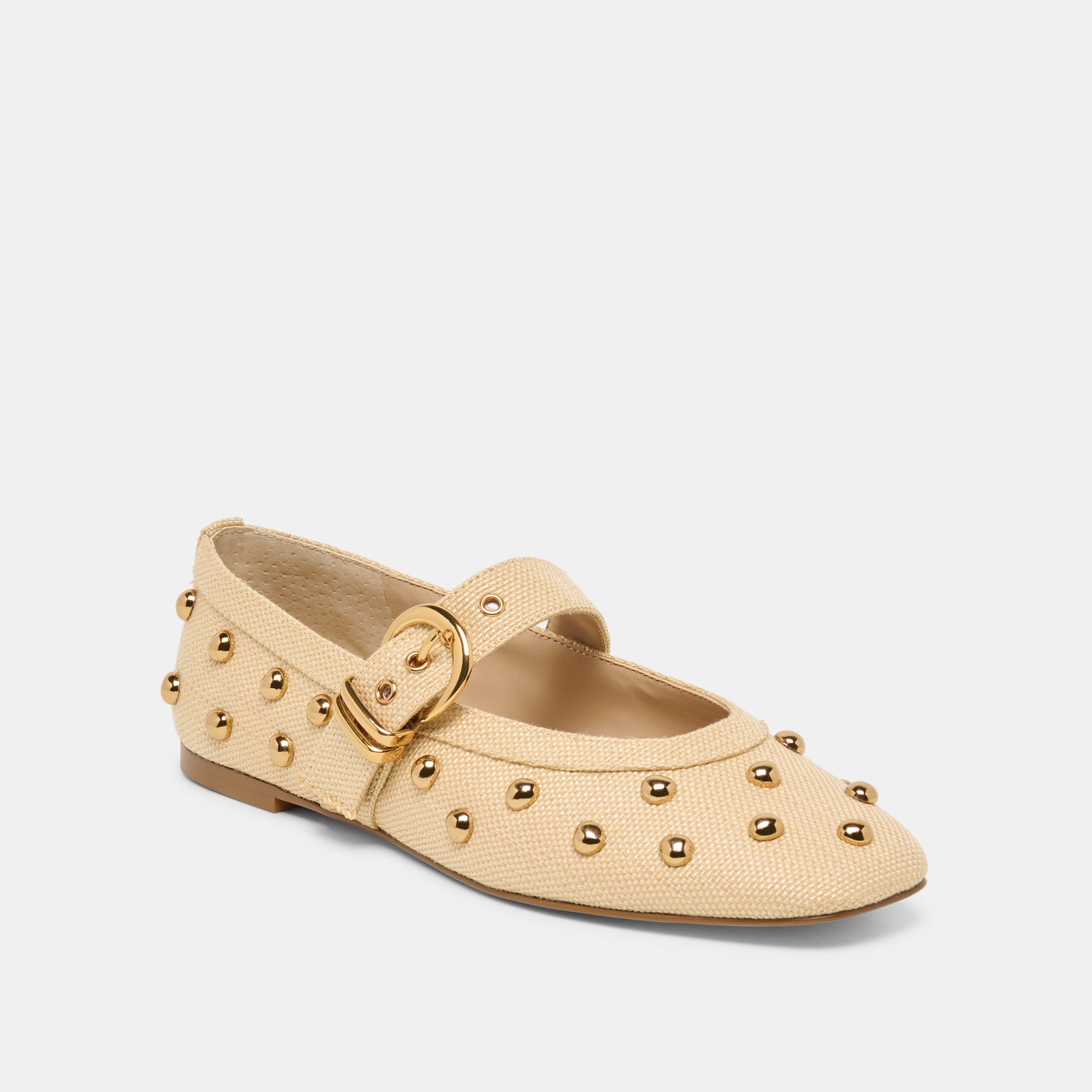 MIKEL STUD BALLET FLATS LT NATURAL RAFFIA - view 3