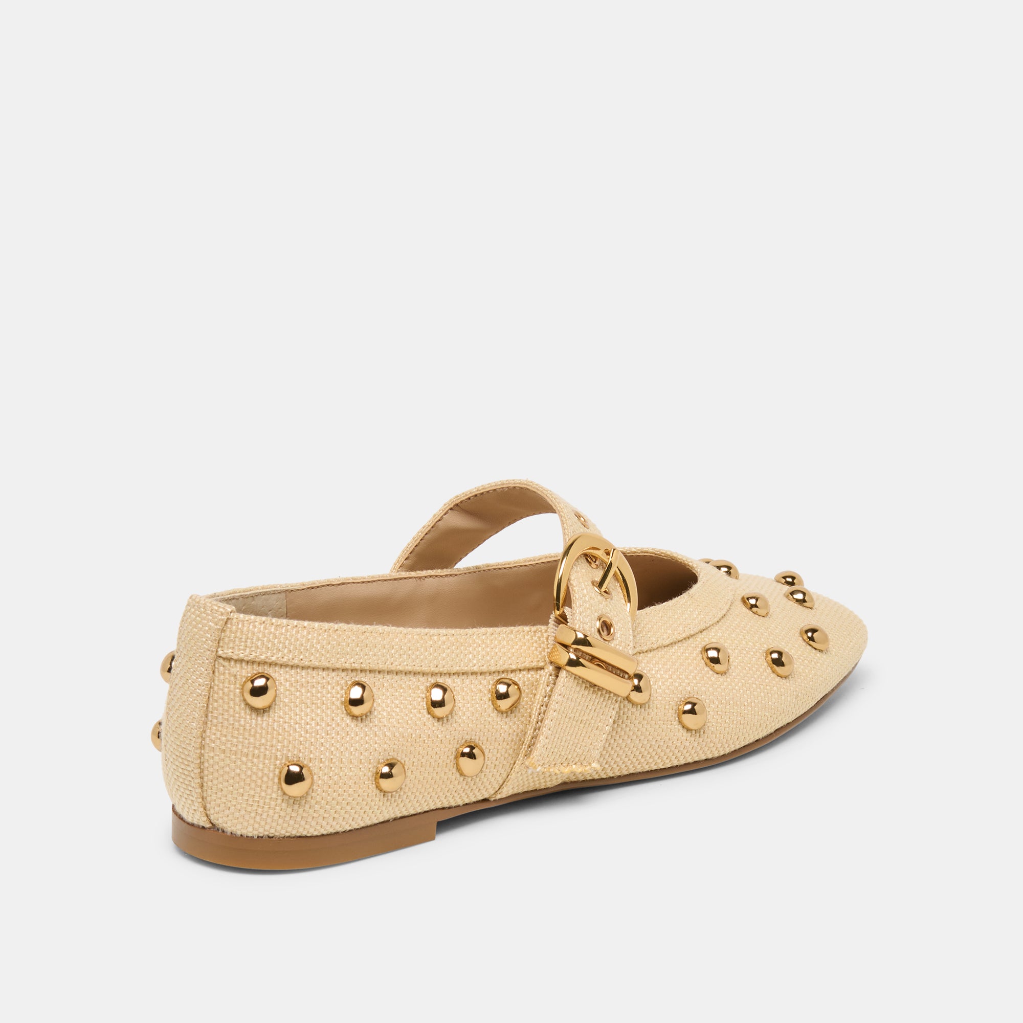 MIKEL STUD BALLET FLATS LT NATURAL RAFFIA - view 5