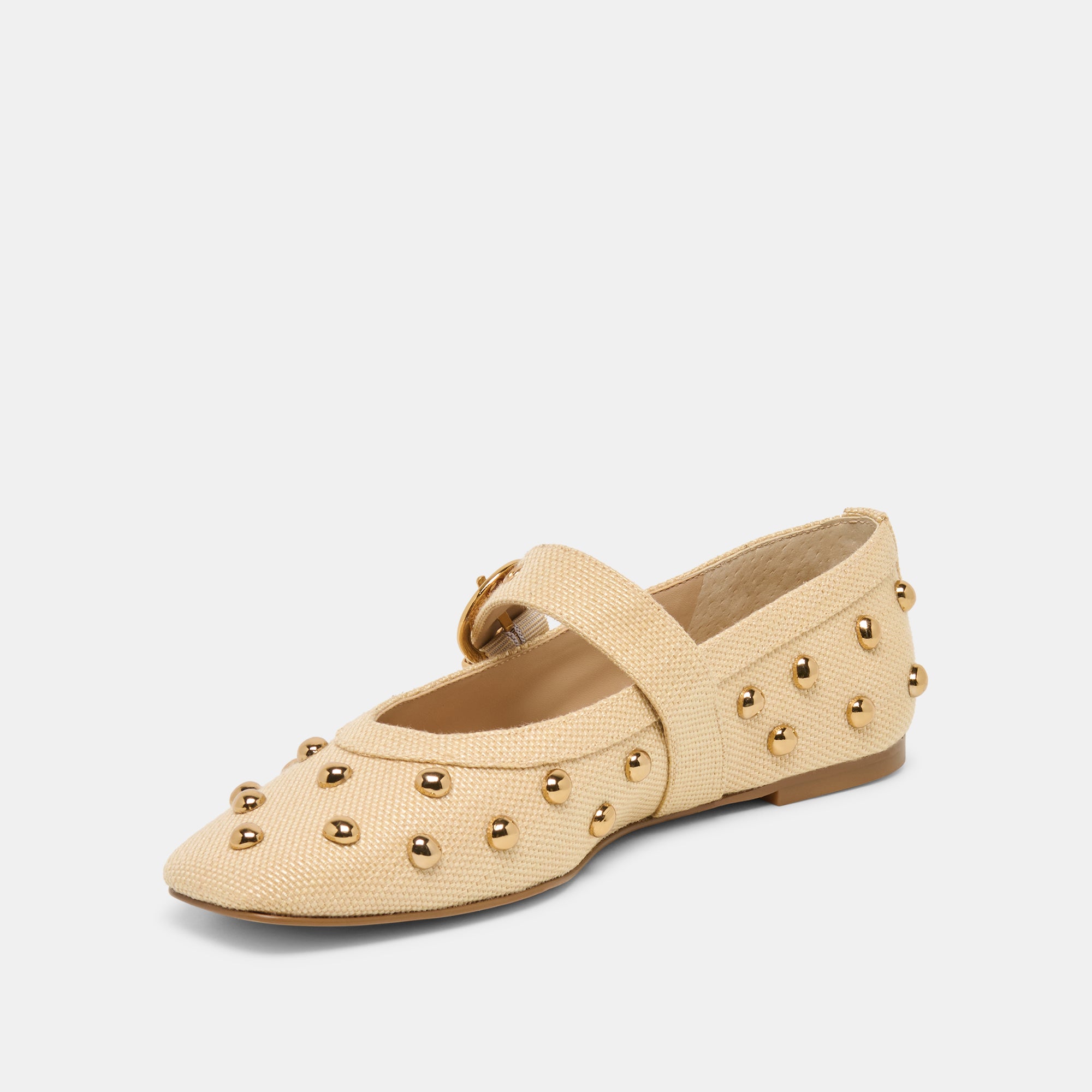 MIKEL STUD BALLET FLATS LT NATURAL RAFFIA - view 7