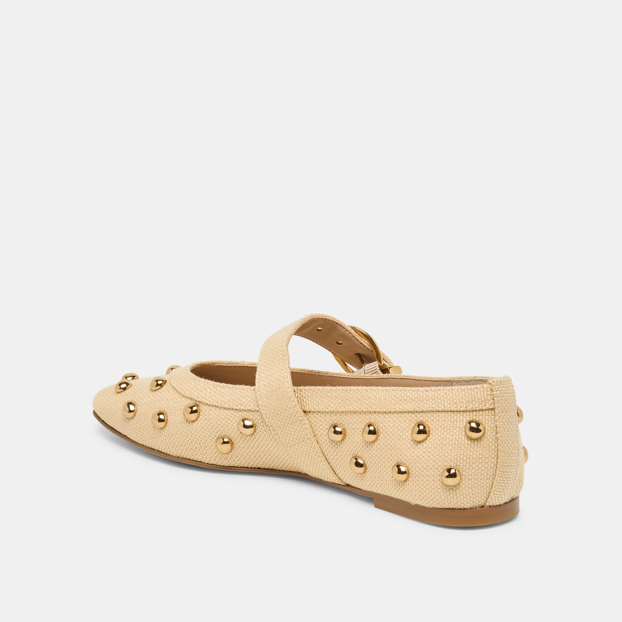 MIKEL STUD BALLET FLATS LT NATURAL RAFFIA - view 8