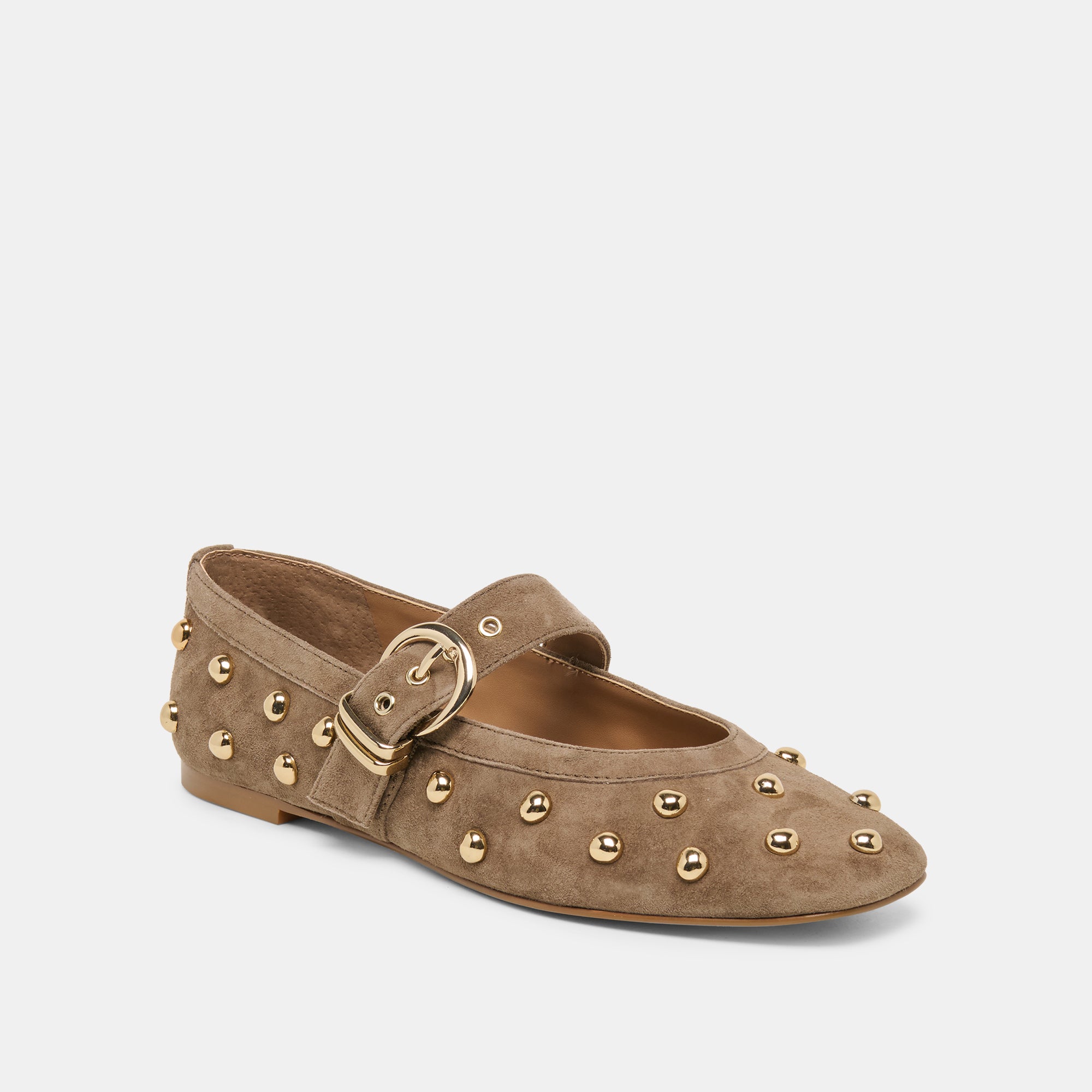 MIKEL STUD BALLET FLATS OLIVE SUEDE - view 2