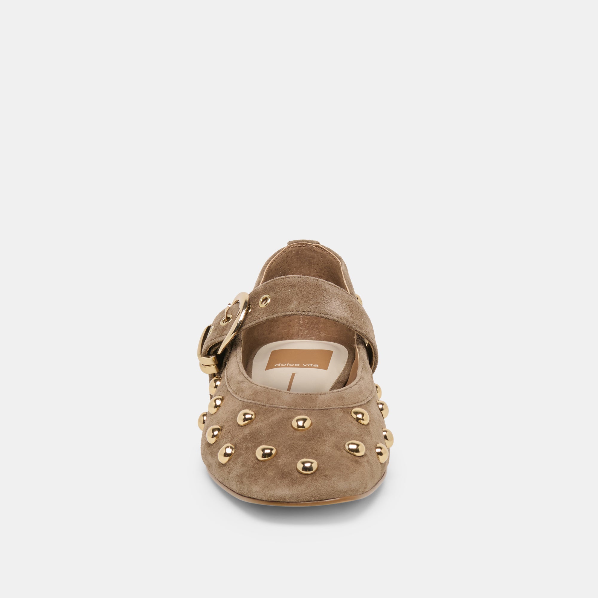 MIKEL STUD BALLET FLATS OLIVE SUEDE - view 6