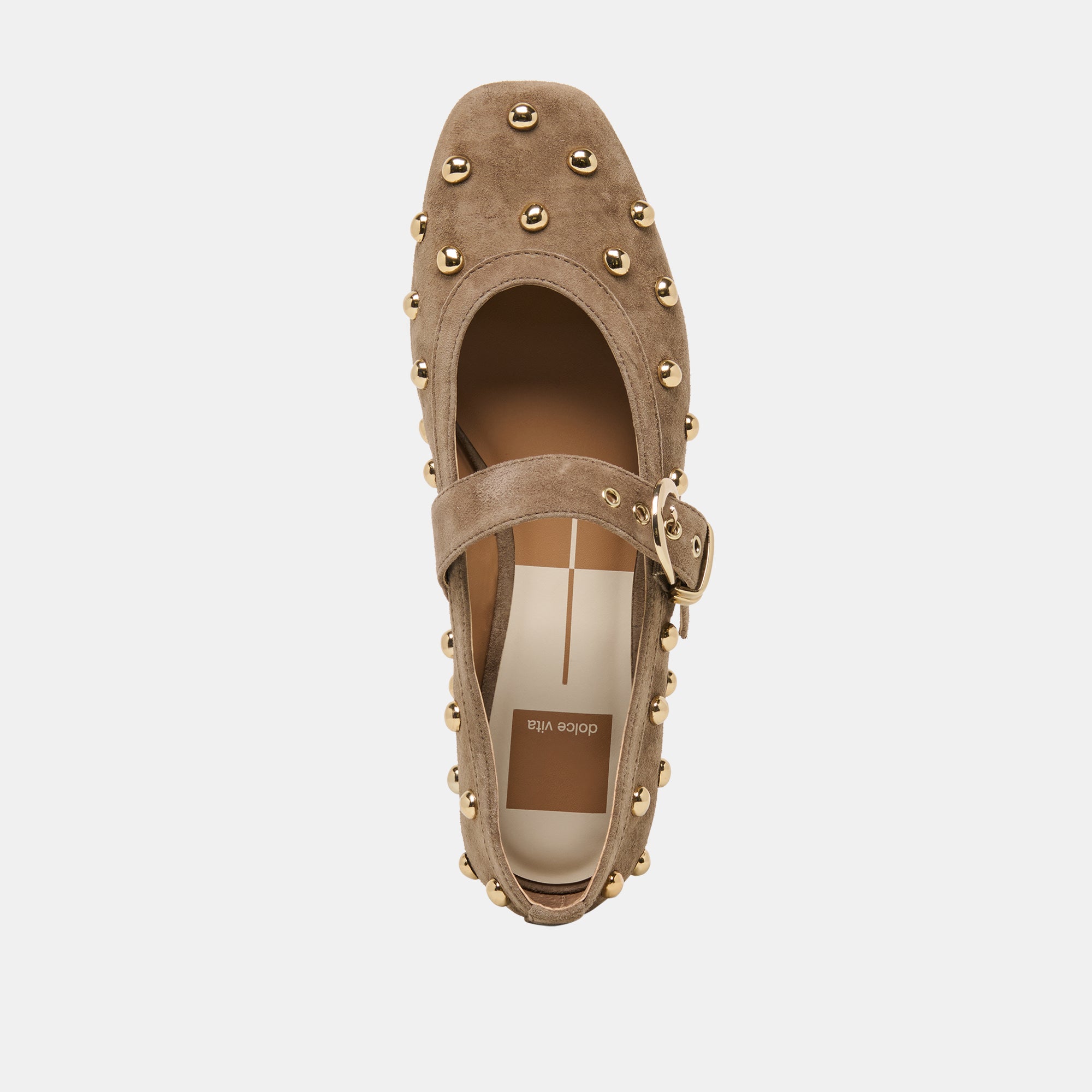 MIKEL STUD BALLET FLATS OLIVE SUEDE - view 8