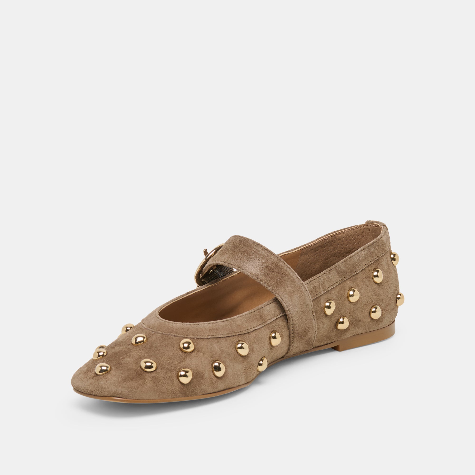 MIKEL STUD BALLET FLATS OLIVE SUEDE - view 4