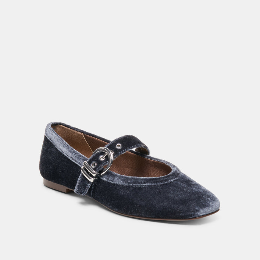 MIKEL VELVET BALLET FLATS NAVY VELVET