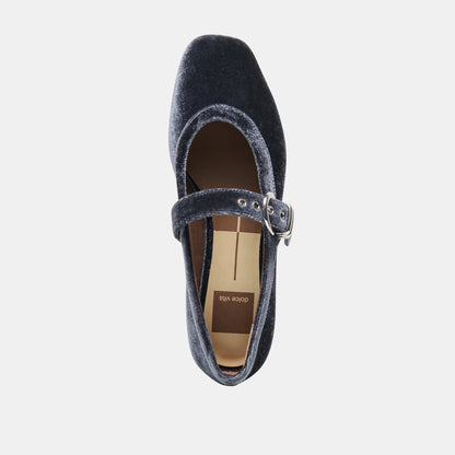 MIKEL VELVET BALLET FLATS NAVY VELVET
