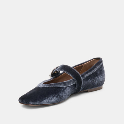 MIKEL VELVET BALLET FLATS NAVY VELVET